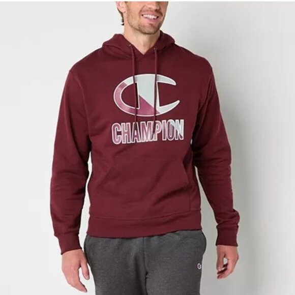 NWT Champion Men's Powerblend Fleece Pullover Hoodie Maroon Size L $60 8C93 - Picture 1 of 2